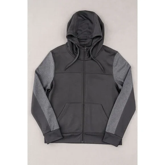 Adidas ClimaWarm Men’s Full Zip Hoodie Jacket Size Large Black Gray Fleece - Picture 4 of 13